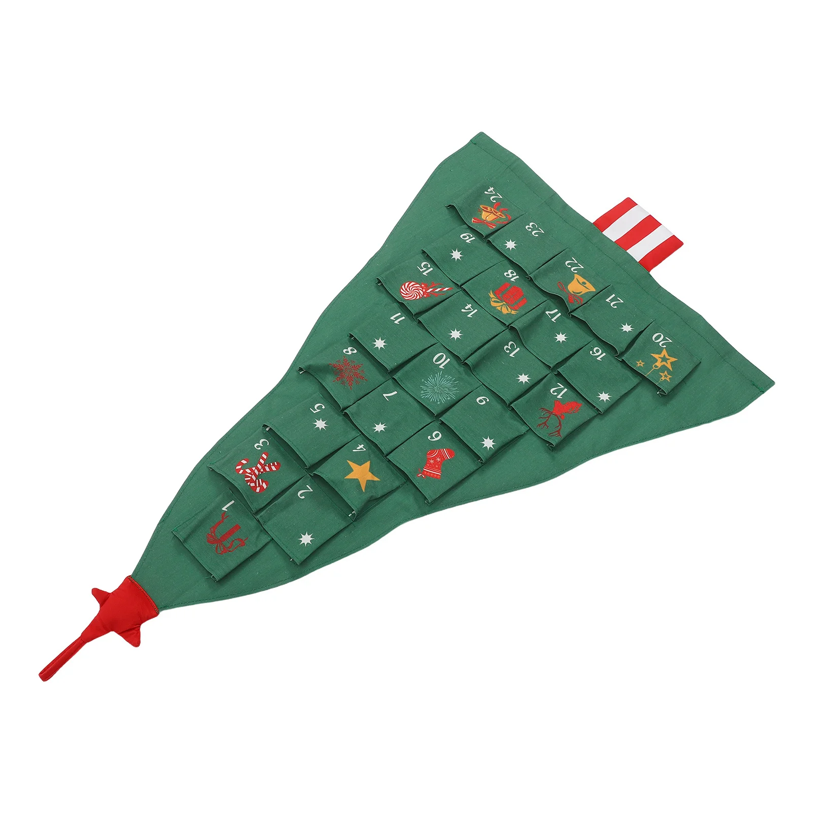 

1 Set Christmas Advent Calendar With 24 Pockets Wall Hanging Green For Countdown To Xmas Reusable Holiday Storage Bag 3D