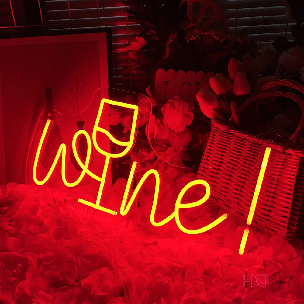 Wine Neon Sign Art Wall Hanging Garden Weding Room Decor LED Neon Lights Lamps Home Bedroom Store Bar Decoration Light Sign