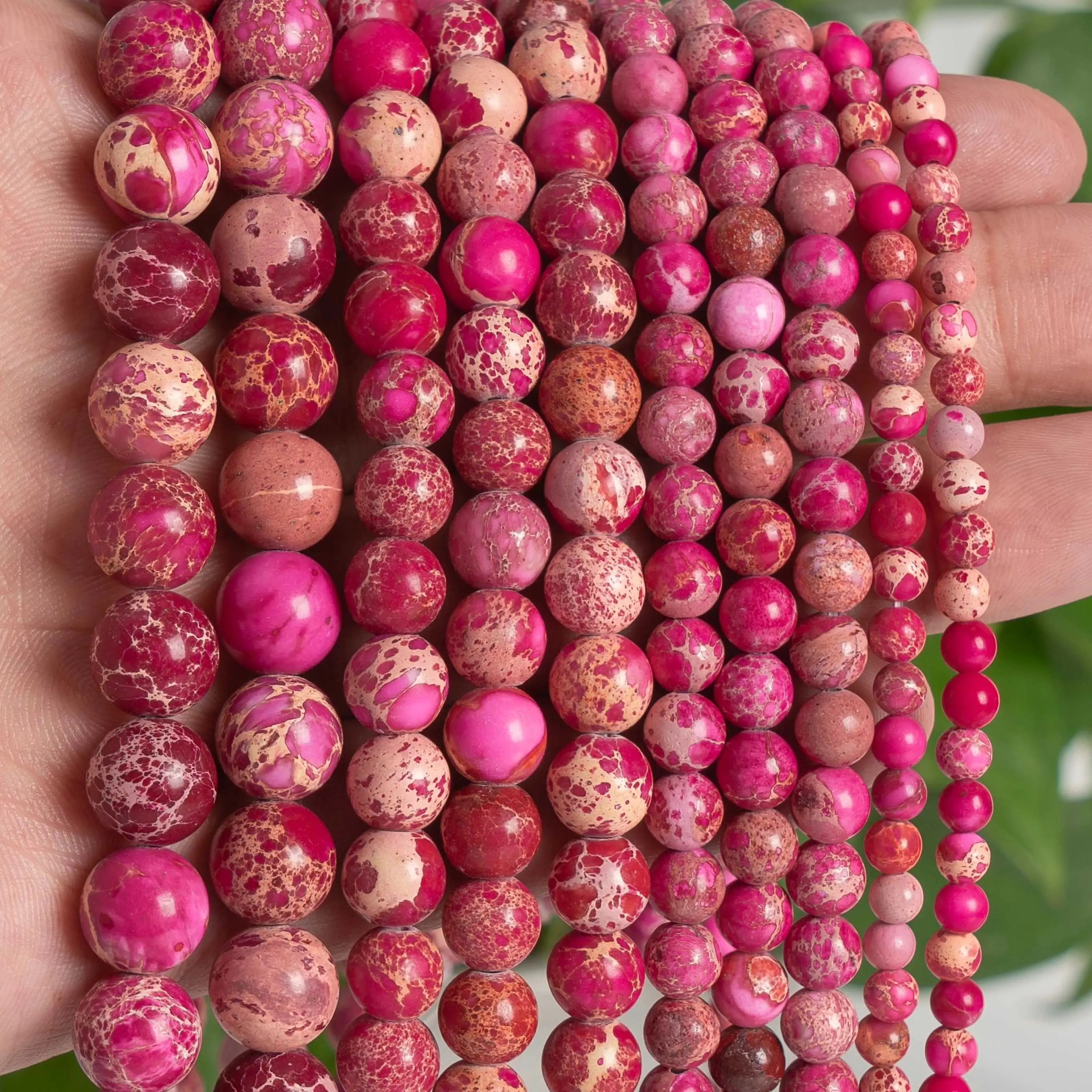 

Natural stone Rose red Imperial Jasper Beads Gemstone Loose Beads Round Shape Size Options 4/6/8/10mm for Jewelry Making