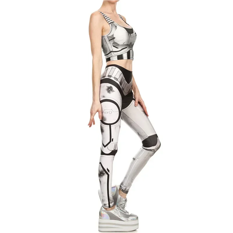 EE01 Disfraz de estrella para adultos Stormtroope Crop Moda imperial Camiseta sexy Tops Pantalones Conjuntos Leggings Mujeres Body ajustado ¡Io0!