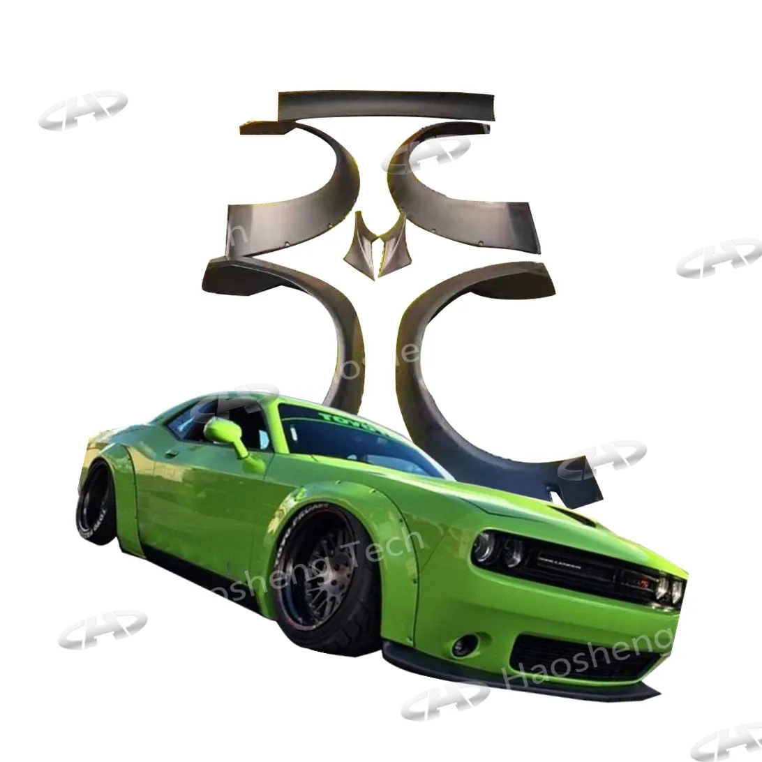 L/B Style Fiberglass Wide B-ody Kit Fender Flares Rear Wing For Do-dge Challenger Hellcat