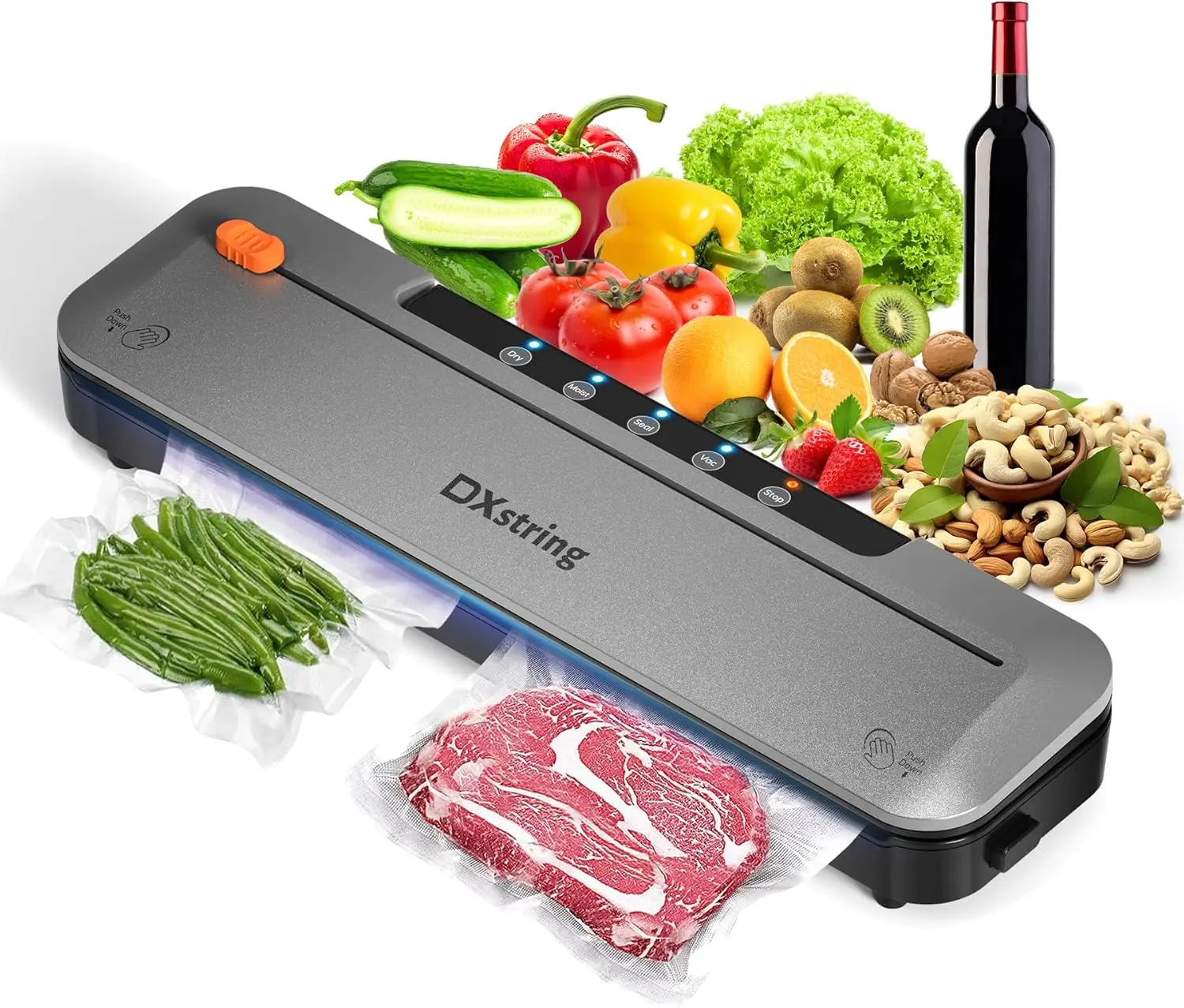 

Vacuum Sealer, Food Vacuum Sealer Machine, Dry/Moist/Seal/Vac/External for Sous Vide and Food Storage, Fully Automatic