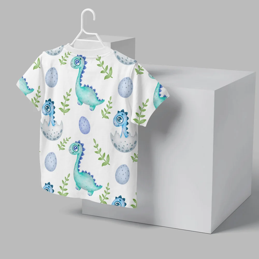

Short-sleeved summer breathable T boys and girls wear casual tops breaking the shell small dinosaur 3D, small fresh style