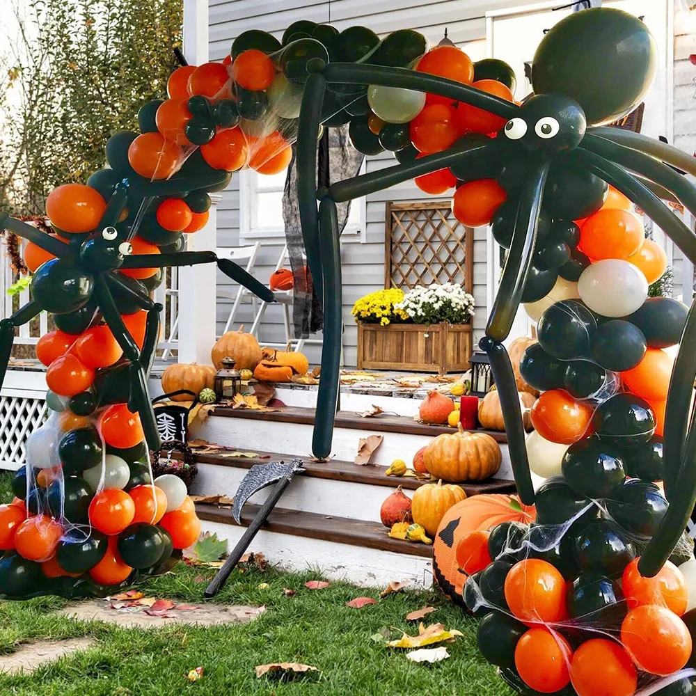 

118Pcs Halloween Balloons Garland Kit Arch Kit Orange Black Sand White Balloons for Baby Shower Birthday Halloween Party Decor