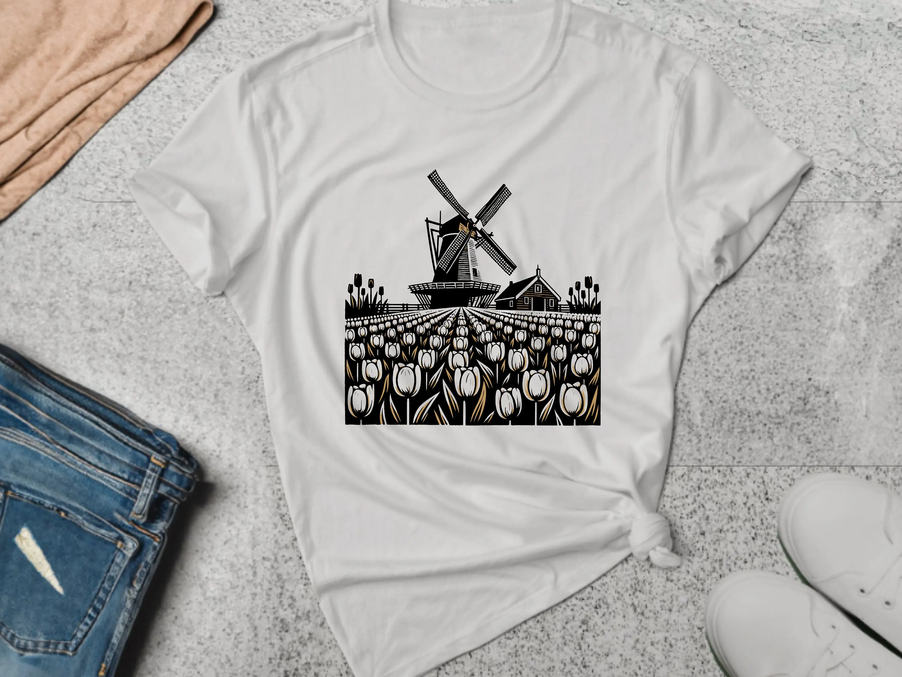 Netherlands T Shirt Windmill Tulip Travel Dutch Culture Holland Lover