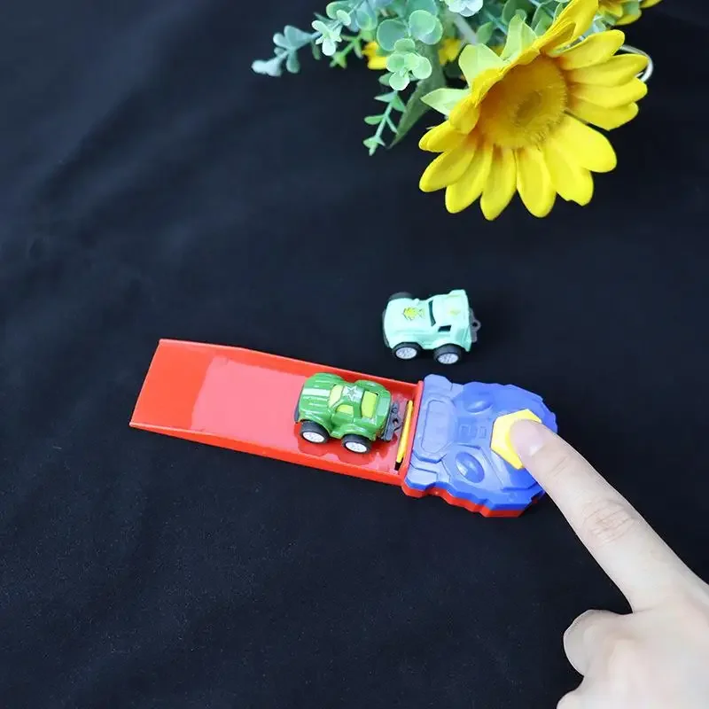 4Pcs Christmas Birthday Gift For Boys Kids Mini Plastic Track Launcher Competitive Racing Game Developing Fine Motor Skills