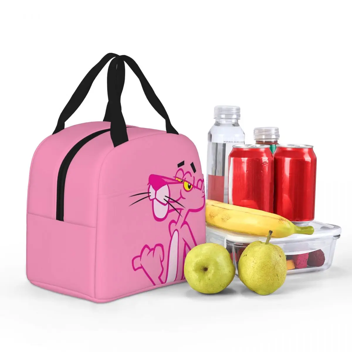 Pink Panther Insulated Lunch Bag Thermal Bag Lunch Container Cartoon High Capacity Lunch Box Tote Food Handbags School Travel