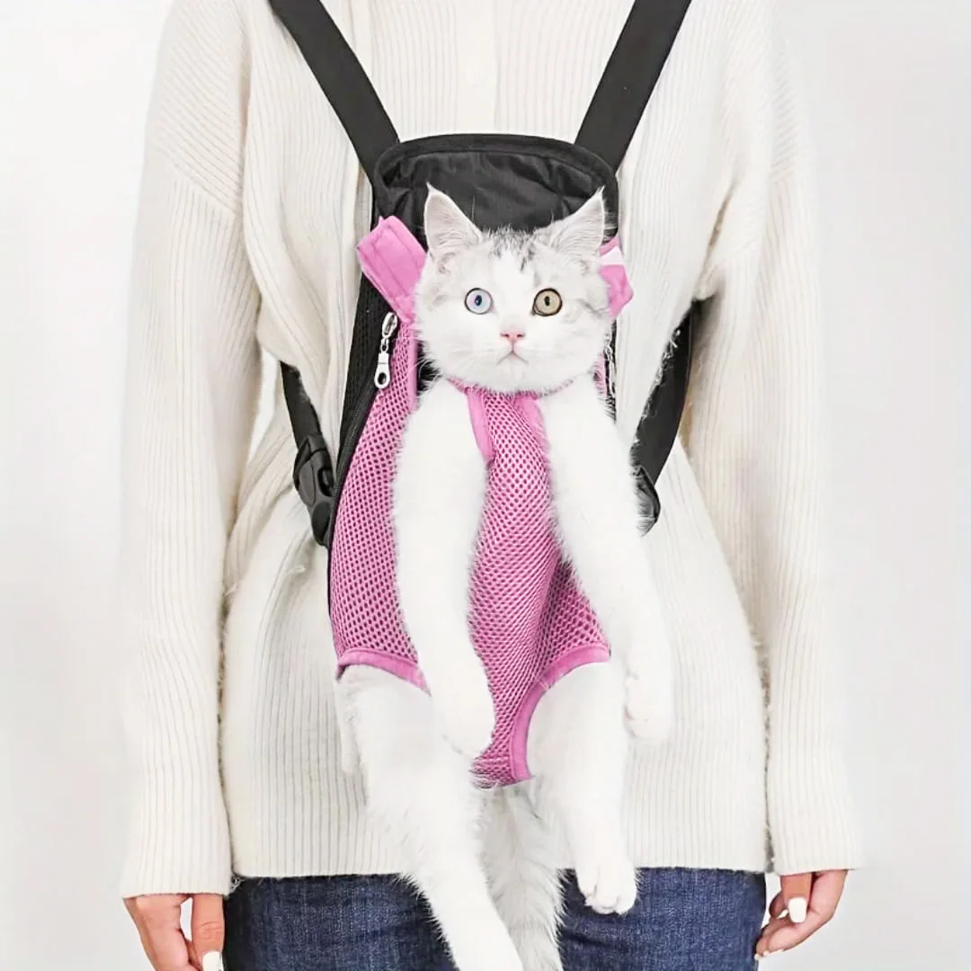 

Summer Portable Cat Backpack - Breathable Large-Capacity Pet Shoulder Bag! Front-Carry Dog Cat Travel Backpack for Outdoor!