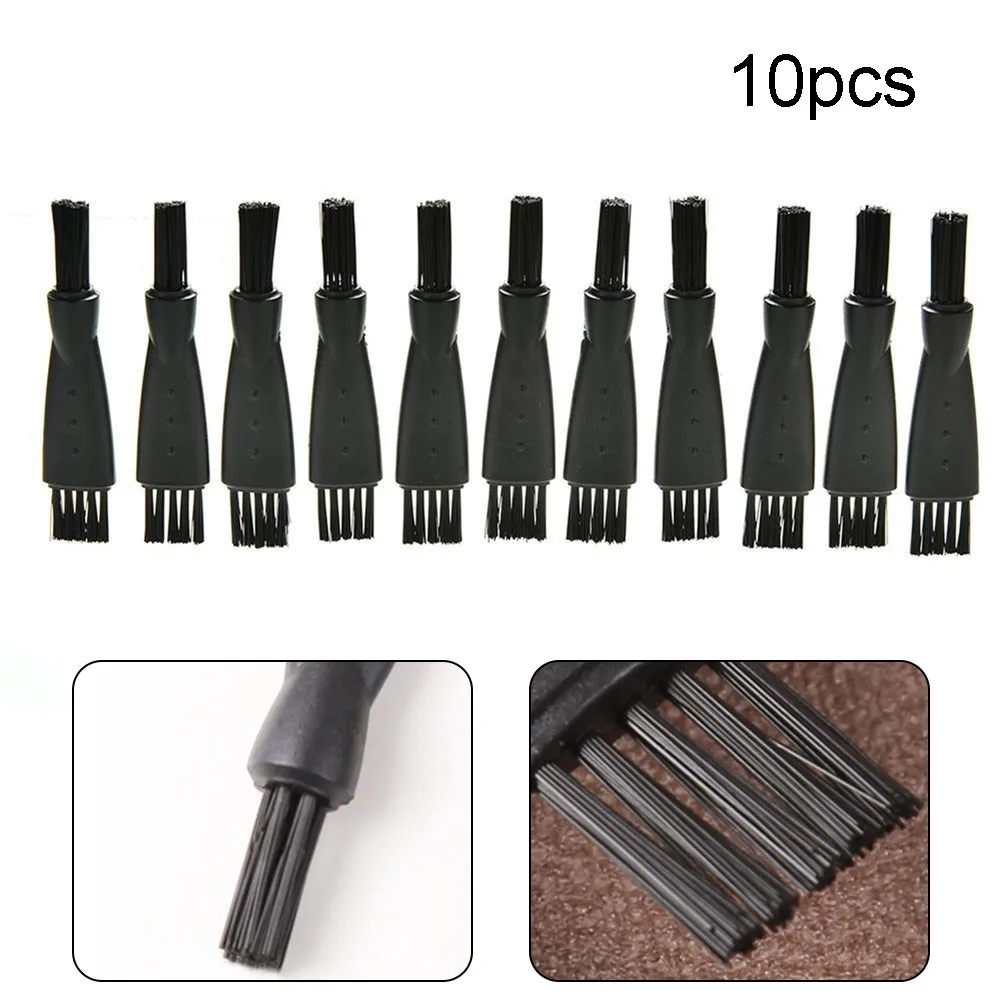 10Pcs Shaver Brush Cleaning Brush Electric Double Sided Trimmer Shaver Brush Cleaner Set Nylon Bristles PP Handle