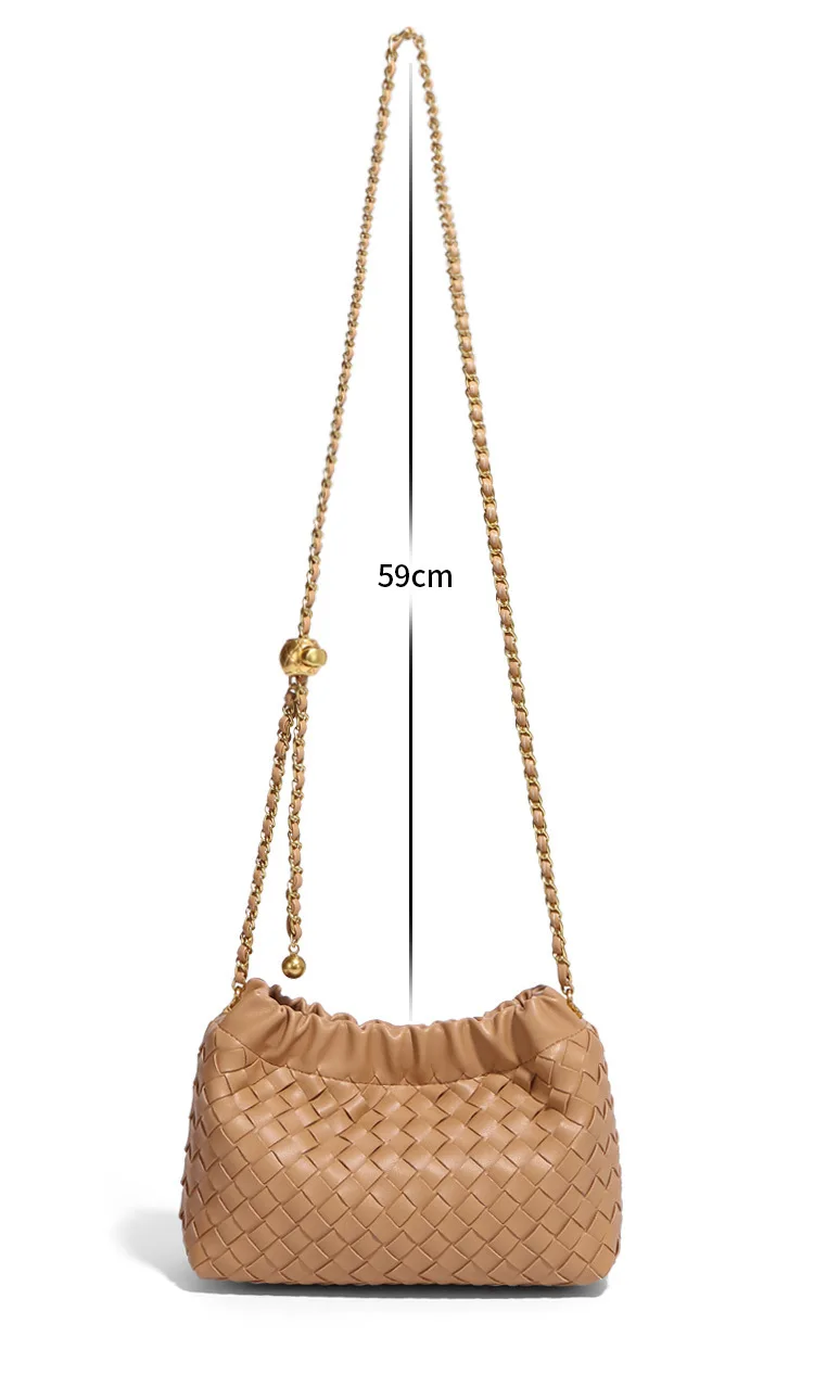 Hand-woven new cloud bag minimalist metal chain shoulder bag fashionable niche design exquisite crossbody women's bag image 3