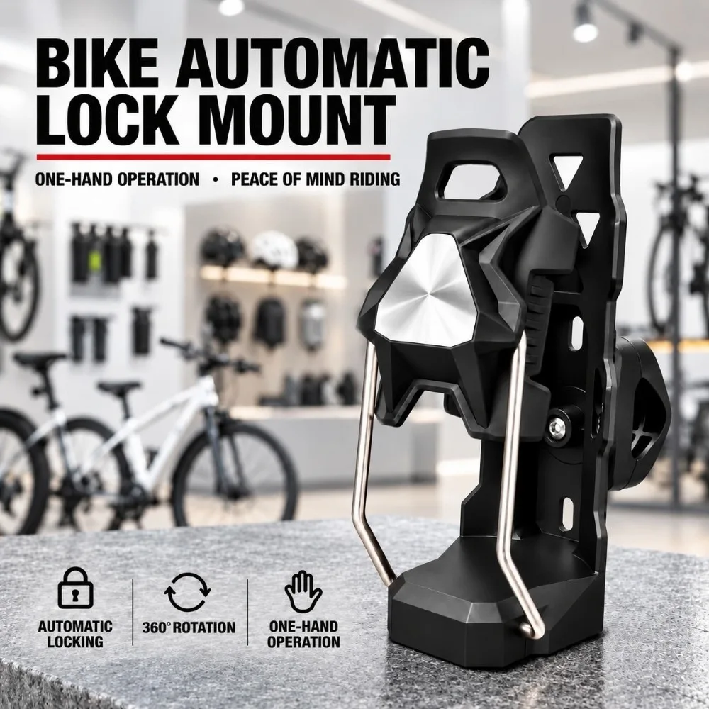 360° Rotatable Bike Water Bottle Holder Adjustable Anti-Drop Cup Cage Folding Universal Motorcycle Water Cup Holder MTB