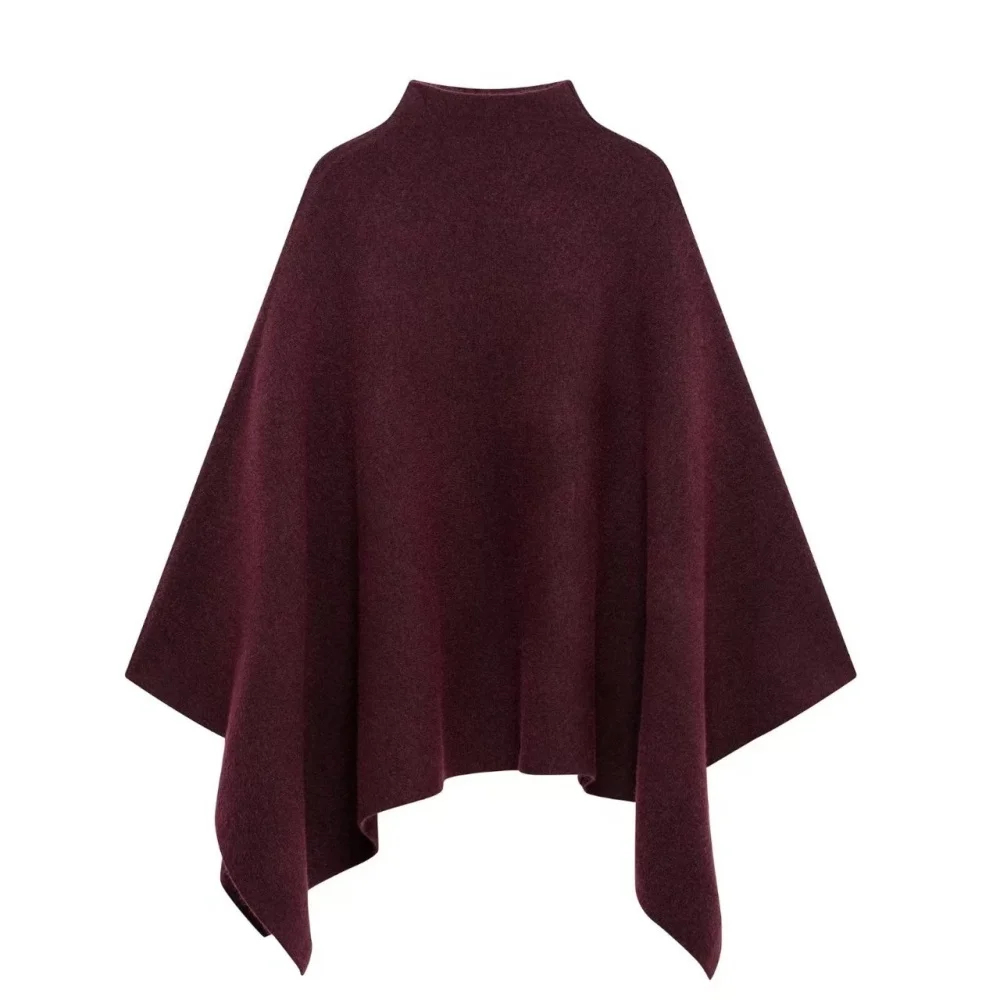 Women's clothing simple texture irregular knitted cape shawl style sweater high neck autumn and winter new knitted jacket top