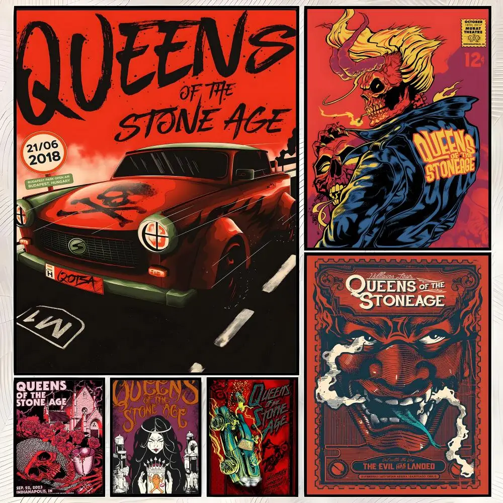 Band Queens of the Stone Age Poster Self-Stick HD PP paper Wall Art Poster, Waterproof Decor for Bedroom, Living Room and Home
