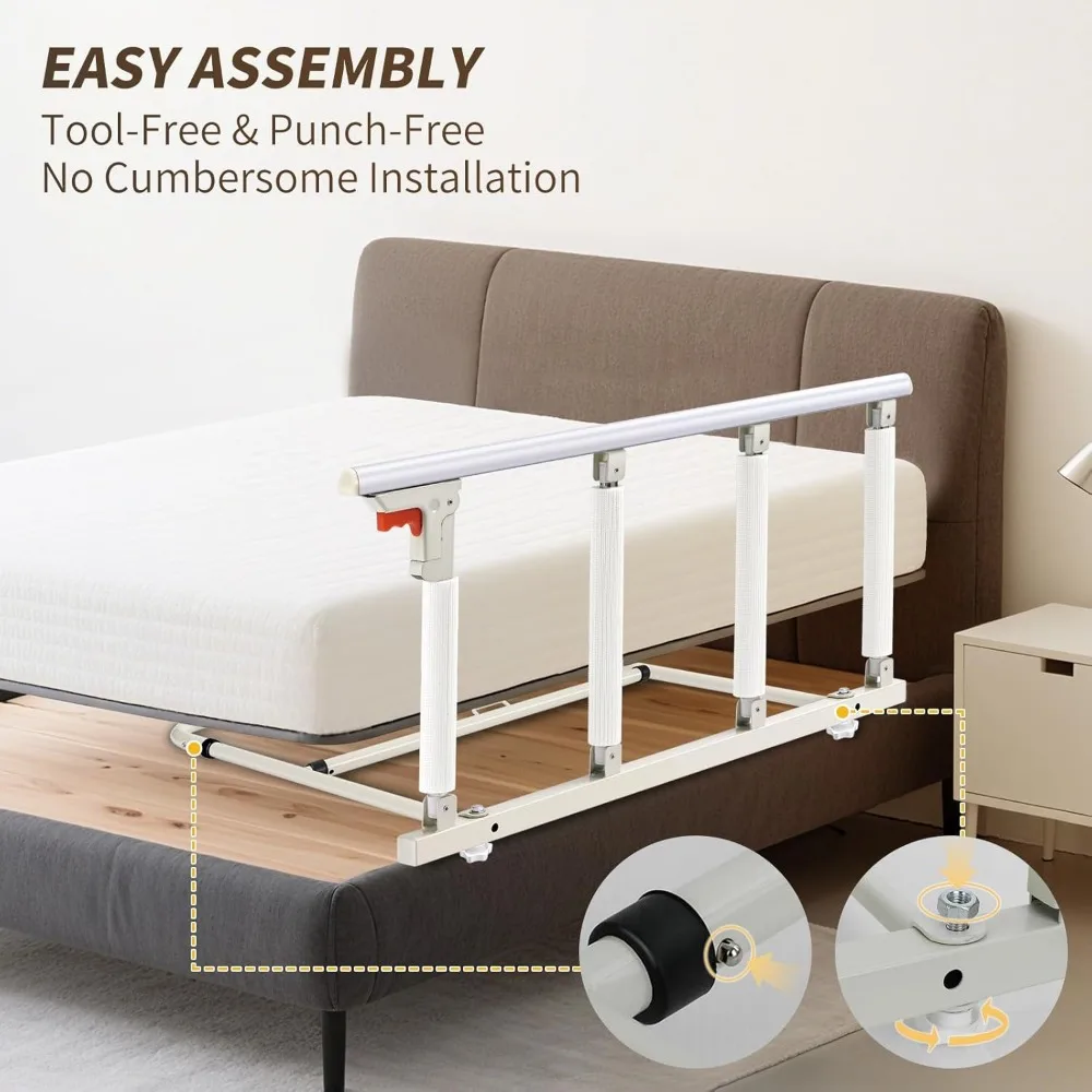 Rail de sécurité de lit pliant pour adultes âgés, poignée d'assistance aux chutes 37x20 pouces avec conception pliable