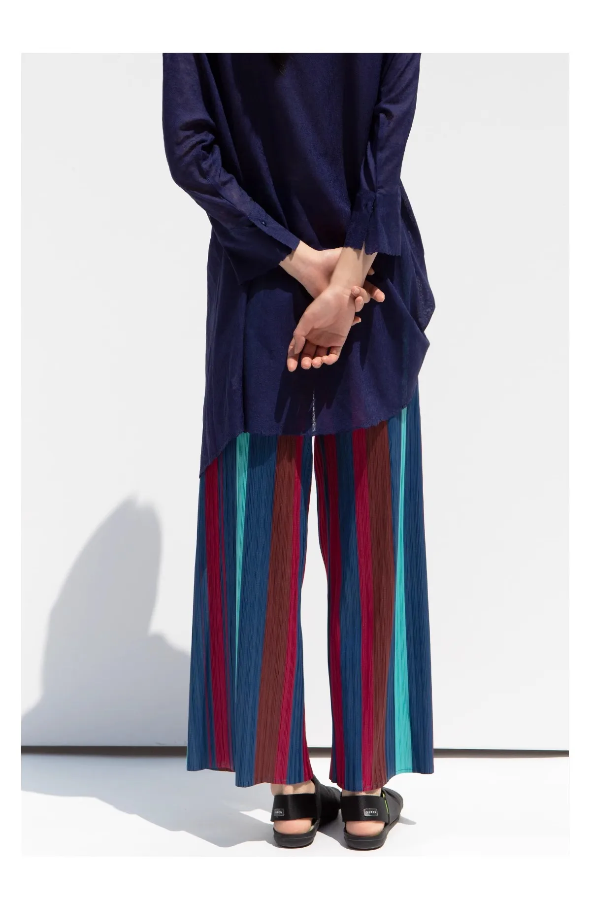 

HOT SELLING miyake fold of the fashion new style stripe Harem pants IN STOCK