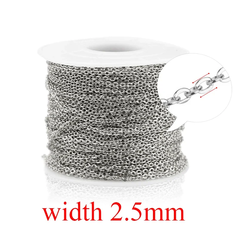 2 m Edelstahlkette für Schmuckherstellung, Kabel, Roségold, Silberketten, Halskette für DIY-Schmuckzubehör im Großhandel