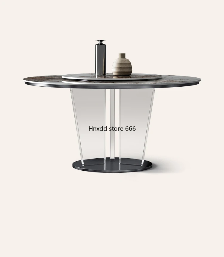 Simple modern household light luxury suspended rock slab dining table and chair combination