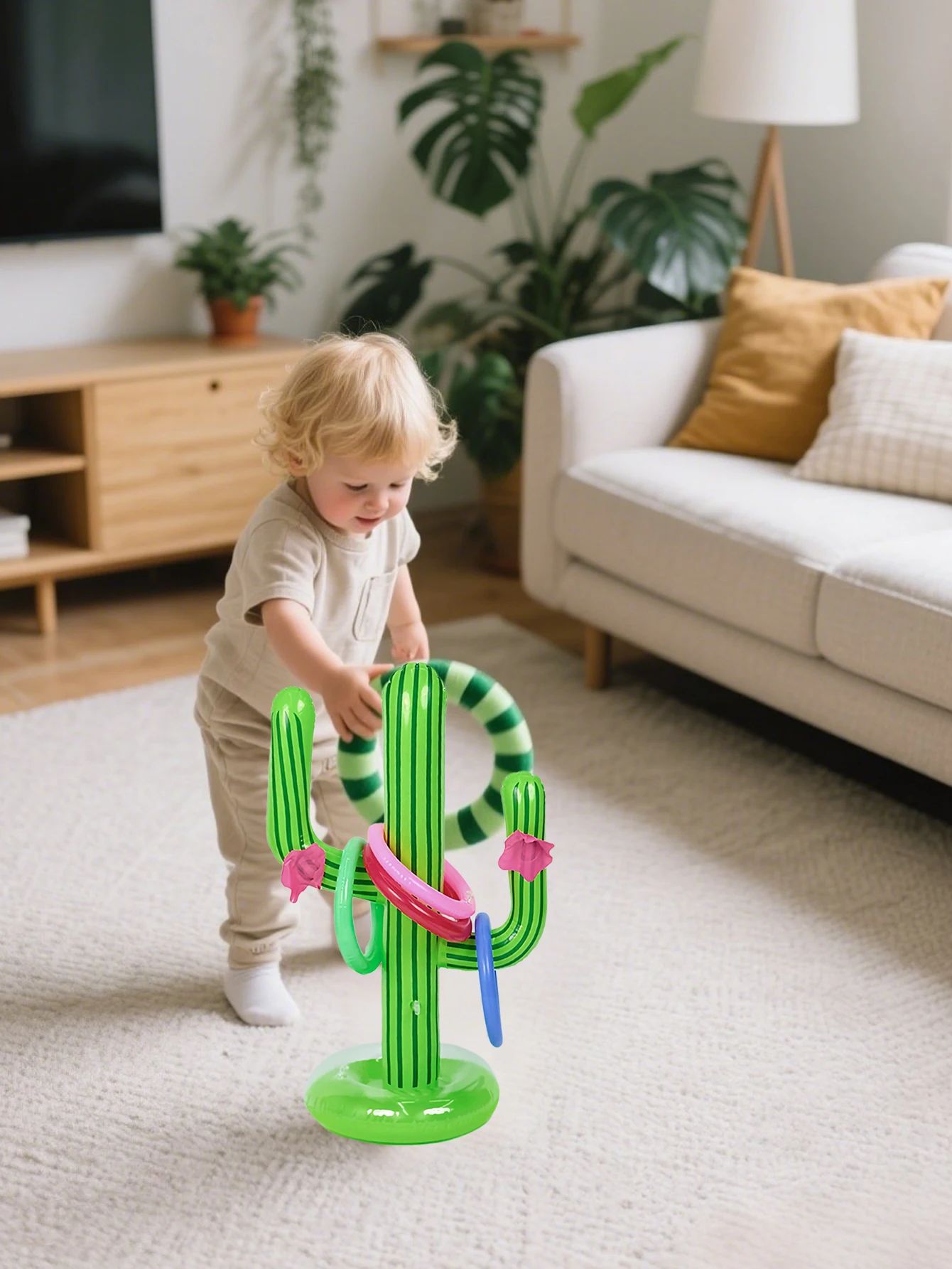 1 قطعة بولي كلوريد الفينيل نفخ الصبار الدائري إرم ، ألعاب حمام السباحة البلاستيكية الملونة لحفلات الصيف ، متعة في الهواء الطلق والألعاب المائية ، ألعاب الحفلات والعمل