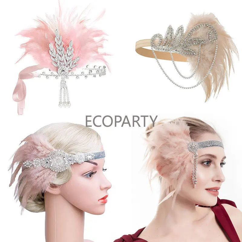 1920s Flapper Headband Roaring 20s Accessories Great Gatsby party Wedding Headpiece Hair Accessories