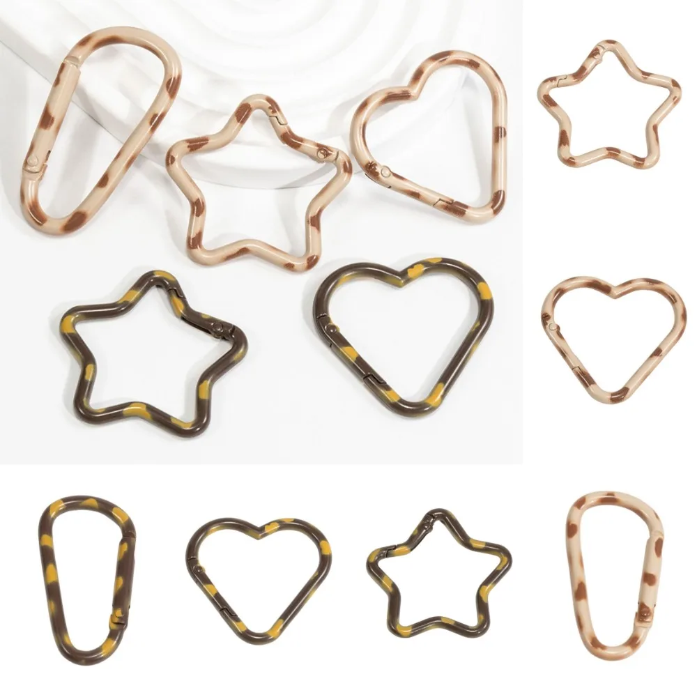 

10PCS D Buckle Heart Shaped Carabiner Hook Rings Single Loop Pendant Star Keyrings Connecting Buckles Ornament Handmade
