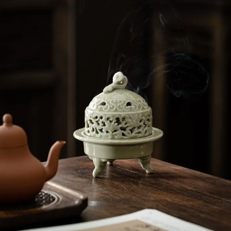 Ceramic Jiangshan Incense Home Indoor Tea Ceremony Decoration Ceramic Dish Incense Creative Relief Sandalwood Stove