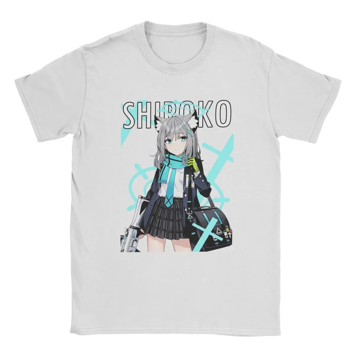 Men's T-Shirt Honkai Star Rail Shiroko Awesome Pure Cotton Tee Short Sleeve Sunaookami Game T Shirt O Neck Clothing Graphic