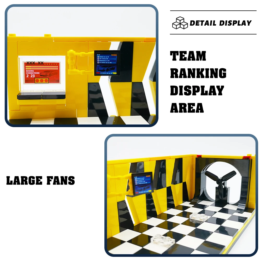 مكعبات بناء تخزين السيارات الرياضية التقنية نموذج أصفر لوقوف السيارات صالة عرض صغيرة الطوب ألعاب بلاستيكية عالية التقنية لهدايا الأطفال #5