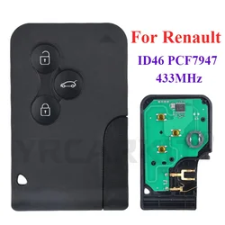 Car Remote Control Key For Renault Megane 2 Scenic 2 2003-2008 ID46 PCF7947 433MHz Replacement Smart Card Case Shell Cover