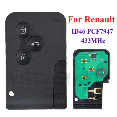 Renault Megane 2 Scenic 2 2003-2008 ID46 PCF7947 433MHz 교체 용 스마트 카드 케이스 쉘 커버 용 자동차 원격 제어 키