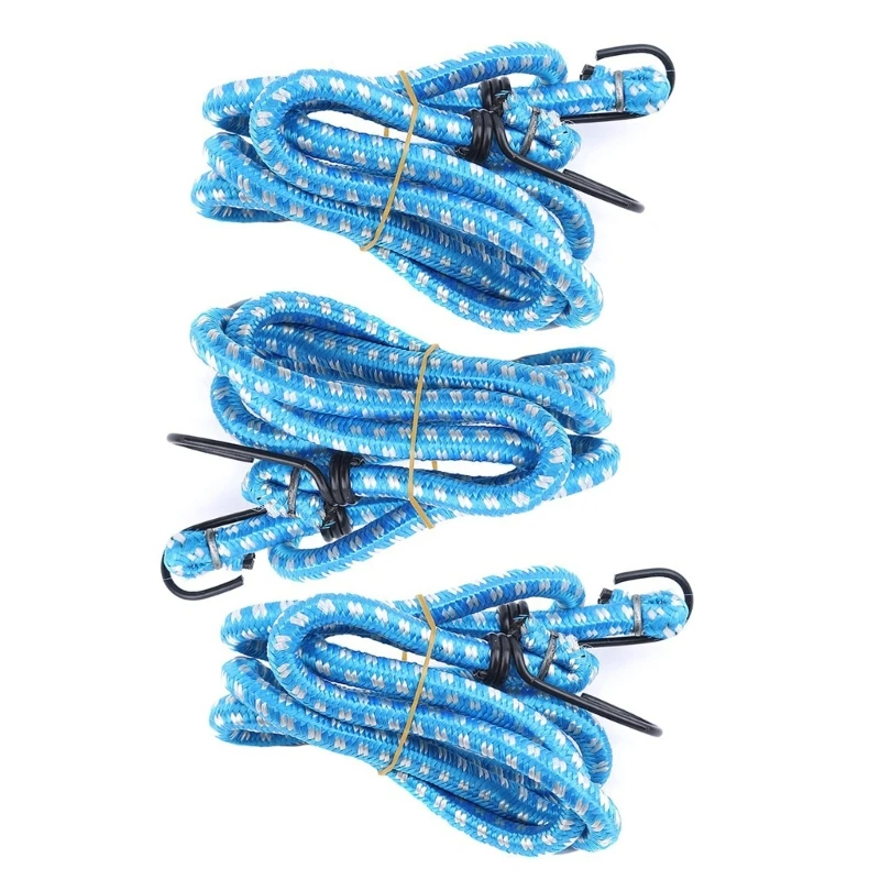 3Pcs Heavy Duty Bungee Cords with Hook Multifunctional Bungee Strap Elastic Strap for Hiking Camping Luggage Bundling