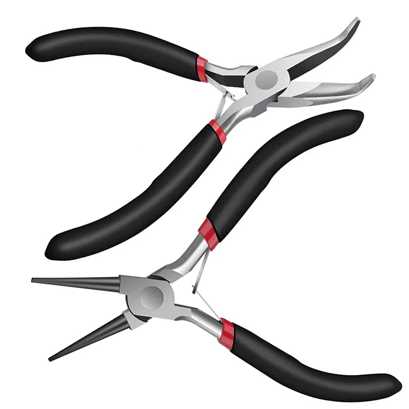 

2Pack Bent Chain Nose Pliers and Round Nose Pliers for Crafting and Repair, Jewelry Making Supplies