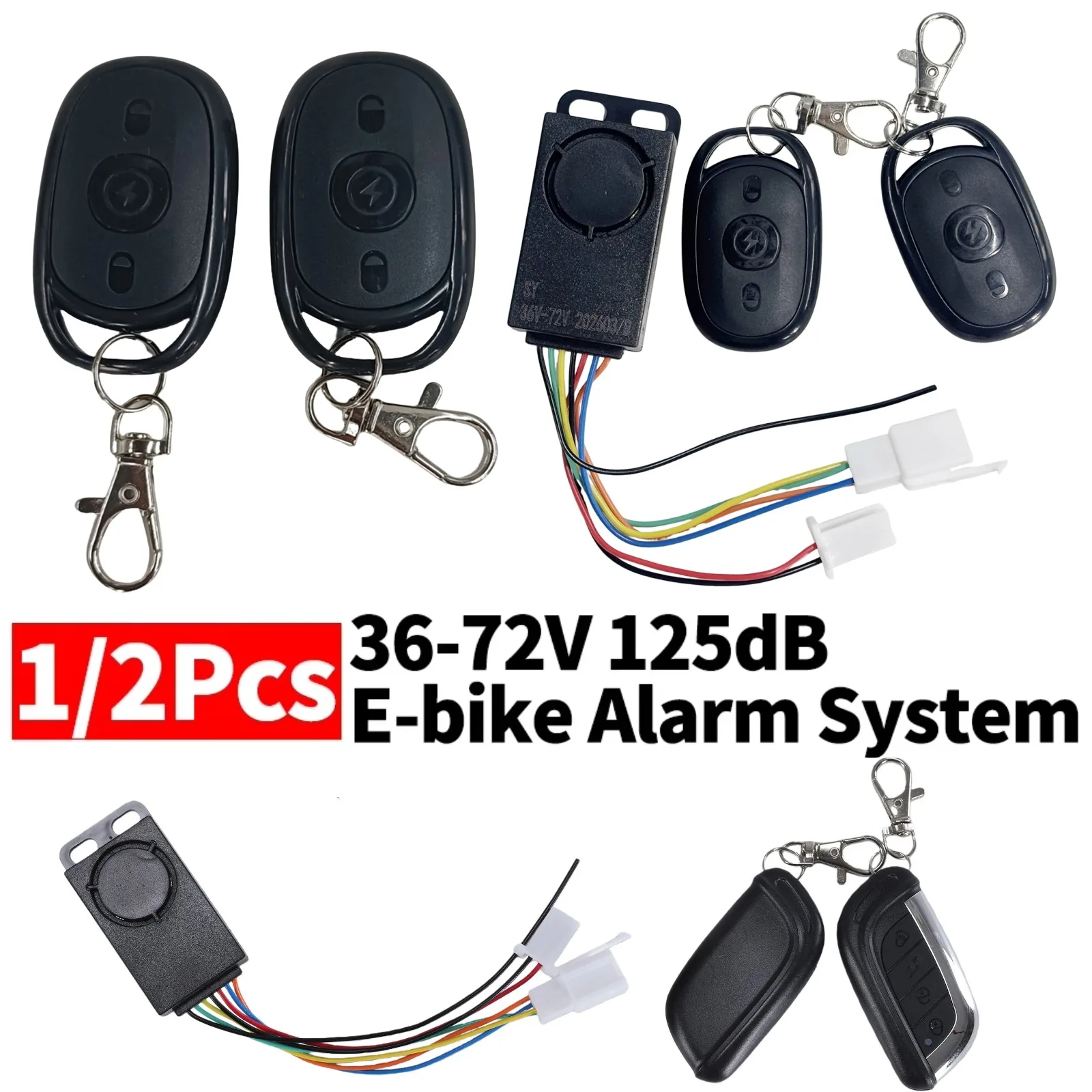 36-72V Anti-Theft E-bike Alarm Scooter Security Remote Control Detector Alarm for Outdoor Hiking Bike Supplies