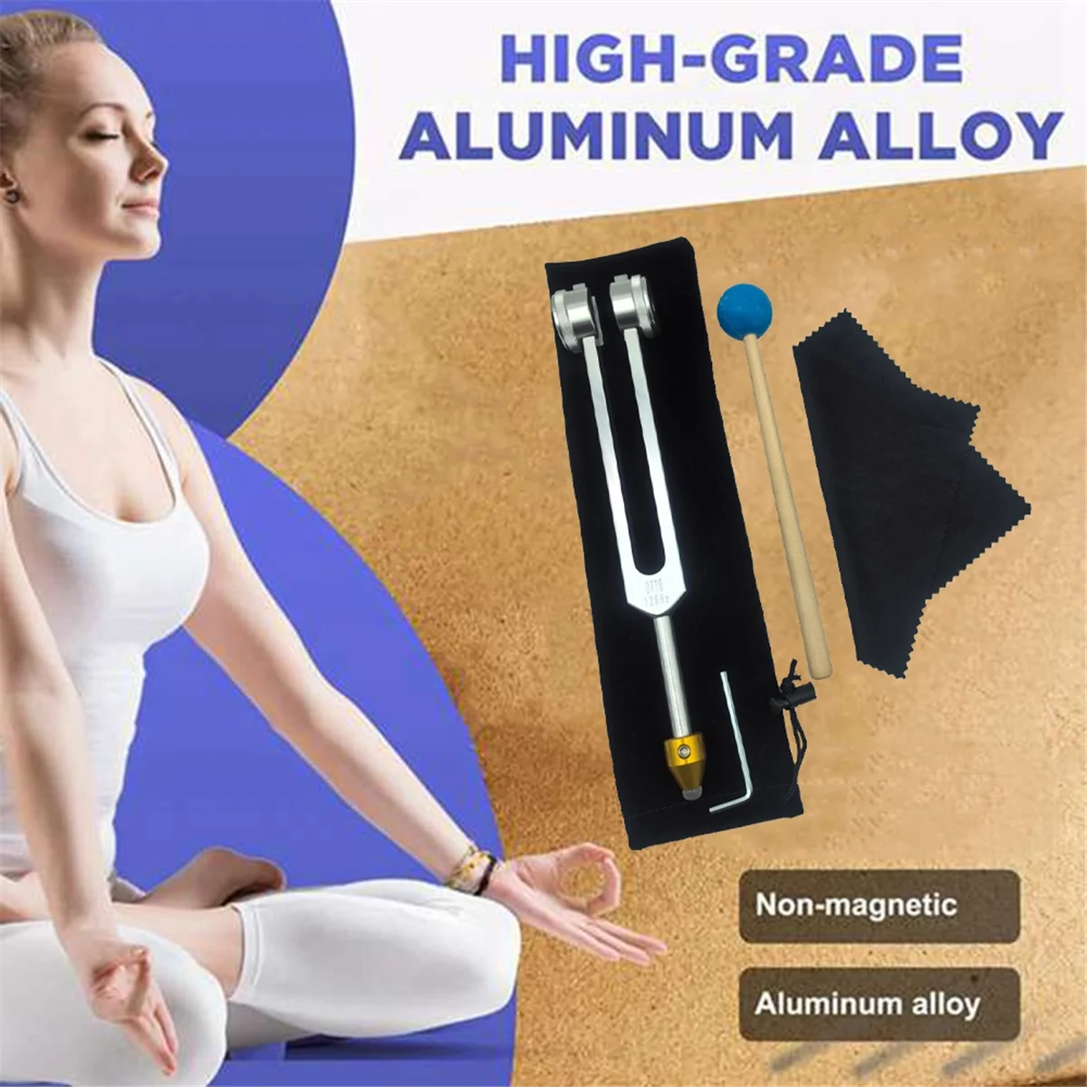 Juego de diapasones, diapasones ULT128HZ con base para curar chakras, terapia de sonido, mantener el cuerpo, la mente, la armonía perfecta del espíritu
