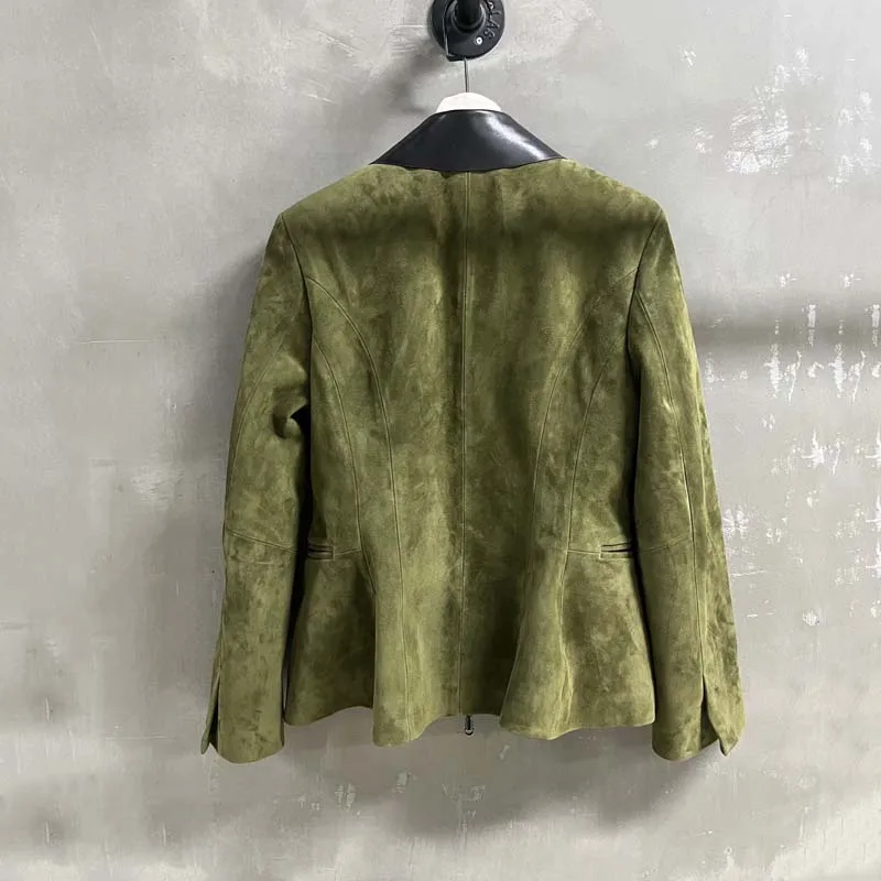 レディースコート 春 スエード レザー ジャケット ターンダウンカラー 服 新ファッション 2025 ショート丈 高品質