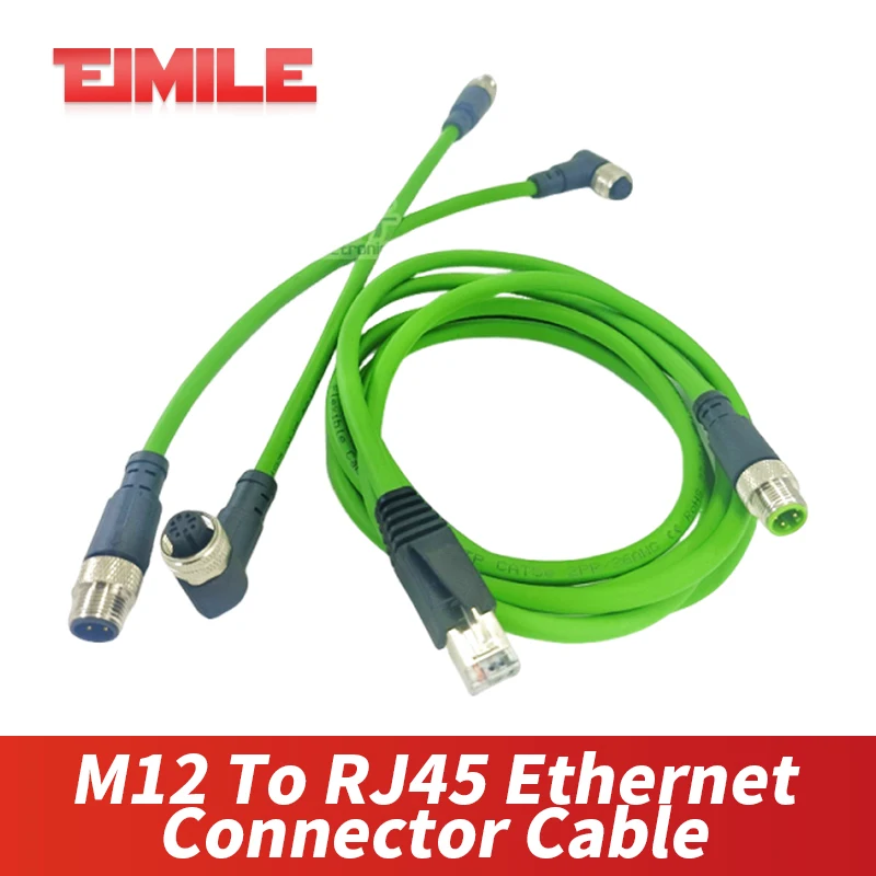 

Соединительный кабель M12 к RJ45, 4-контактный D-код, гнездовой разъем, шнур Profinet, линия Cat Ethernet для переключателя маршрутизатора, серводвигатель
