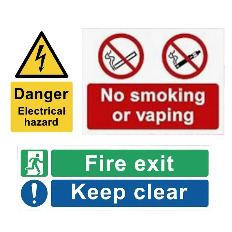 5Pcs Warning Stickers Danger Electrical Hazard Labels Decal Keep Clear Fire Exit Floor Decal Industrial Signs Sticker For Store
