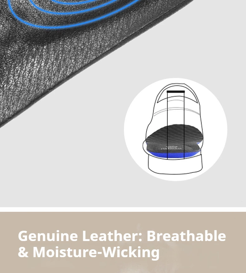 1 Paar/2 Paar Leder-Sport-Einlegesohlen zur Fußgewölbeunterstützung, orthopädische Einlegesohlen, stoßdämpfende Schuhsohle, atmungsaktive Komfort-Schuhpolster – Detail 6