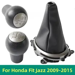 Manual Hand Speed Ball Lever Stick Gear Shift Knob Gaitor Boot Cover For Honda Fit Jazz 2009 2010 2011 2012 2013 2014 2015