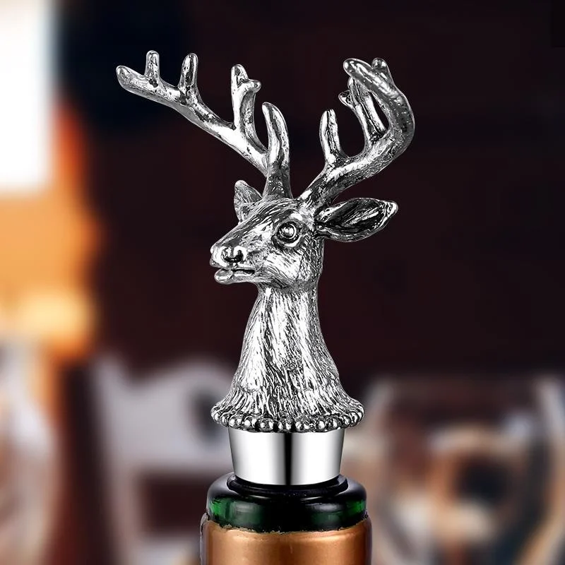 Elegant Creative Wine Stopper Bottle Cap Deer Head Design Home Use Red Wine Bottle Stopper Stainless Steel Beverage Accessories