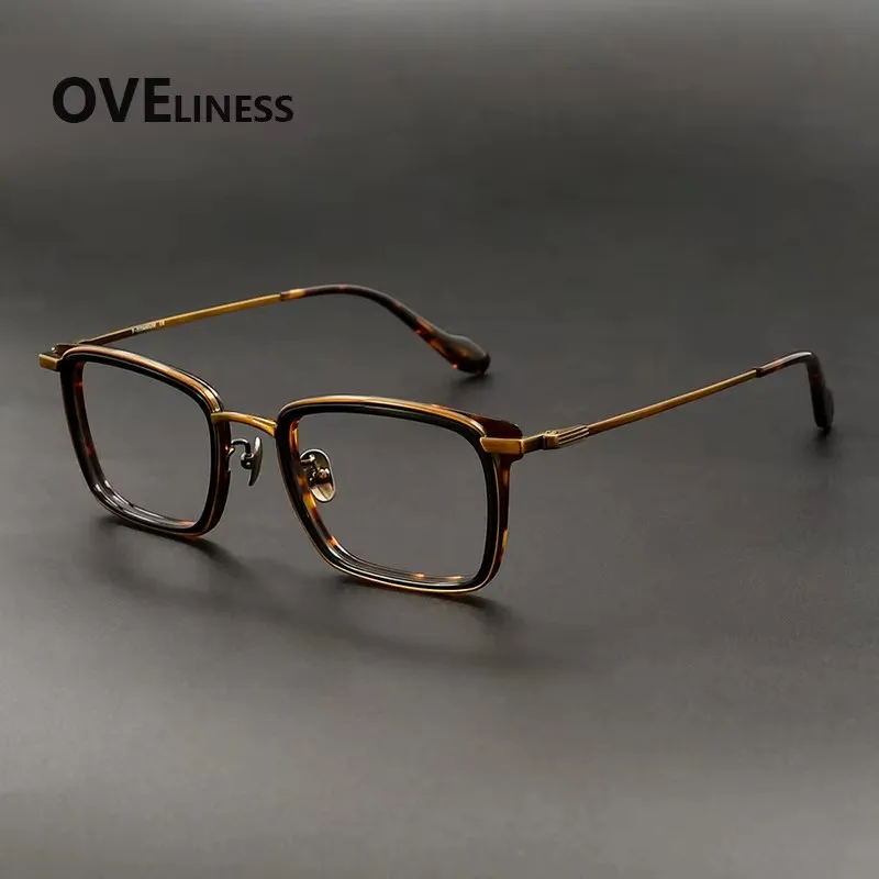 

Винтажные оправы для очков из ацетата и титана, квадратные, для мужчин и женщин, роскошные очки, оправы для очков.