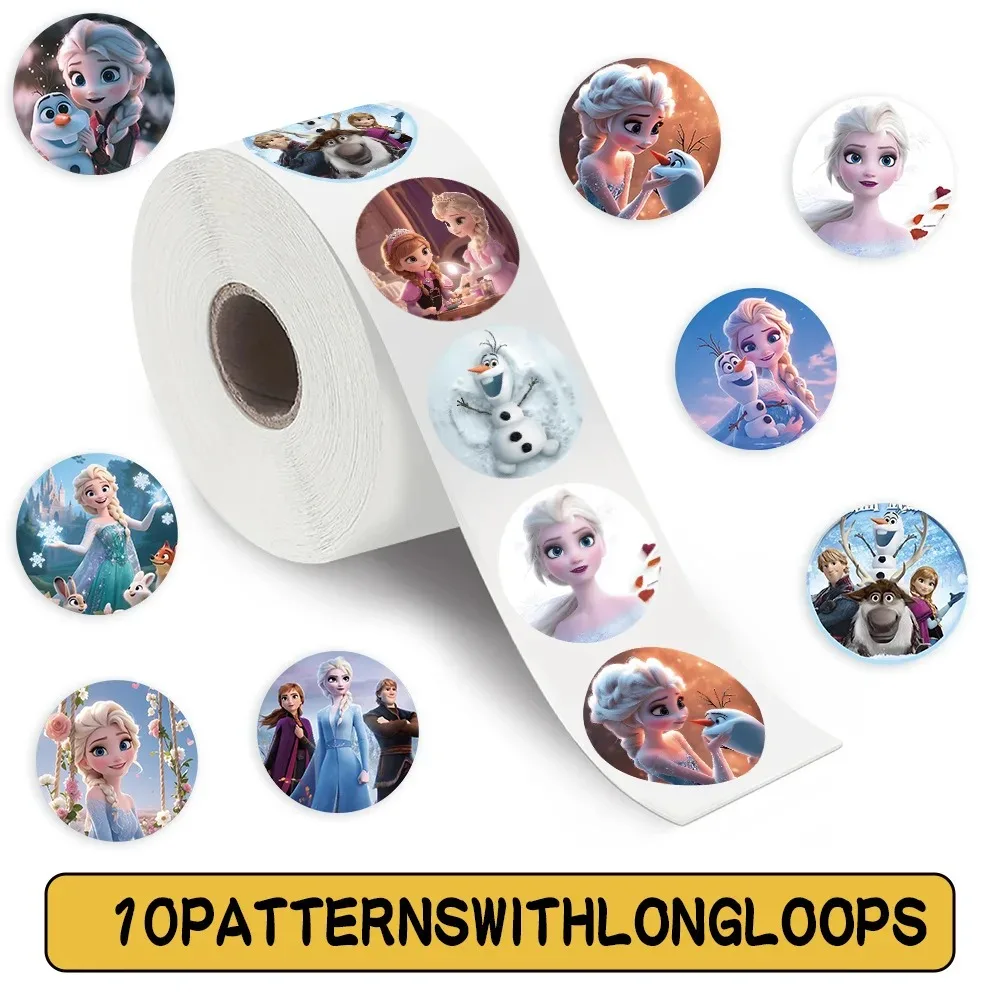 500 Stück/Rolle Disney Elsa Cartoon Siegel-Graffiti-Aufkleber Frozen Prinzessin Sticker für Computer Notebook Schreibwaren DIY Spielzeug
