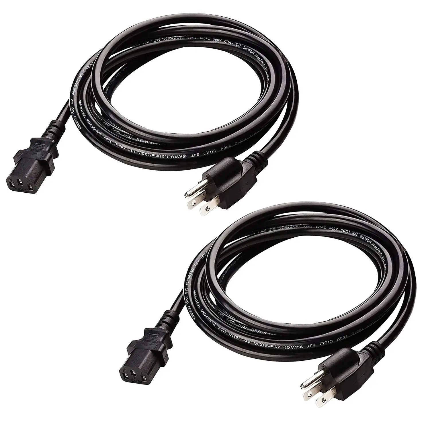 Cabo de alimentação CA 10 pés 2 pinos EUA macho para fêmea adaptador de extensão 16AWG/2C 125V 13A