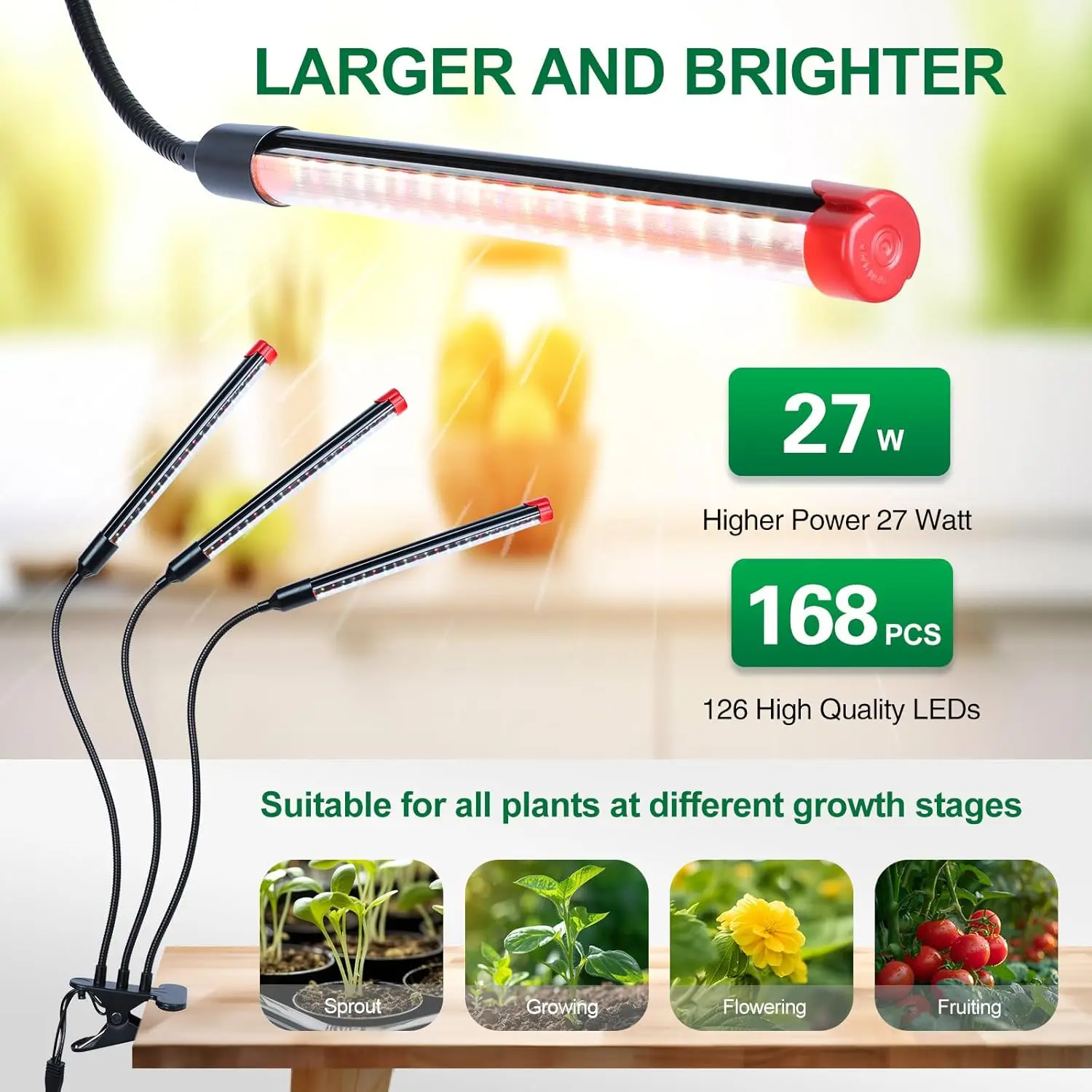 18W 27W USB LED Plant Grow Light Indoor Garden 10 Dimmable Levels Grow Light Full Spectrum Timer Setting Hydroponic Greenhouse