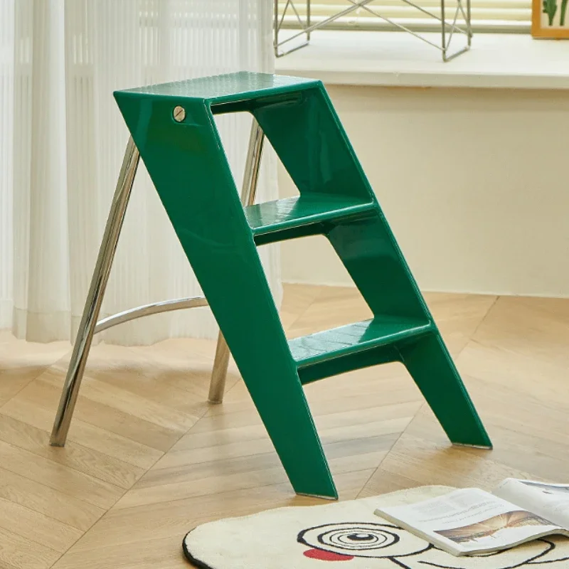 Acrylic Folding Stepladder, Transparent Household Storage Ladder, Thickened 3-Step Indoor Design, Practical Folding Stepladder