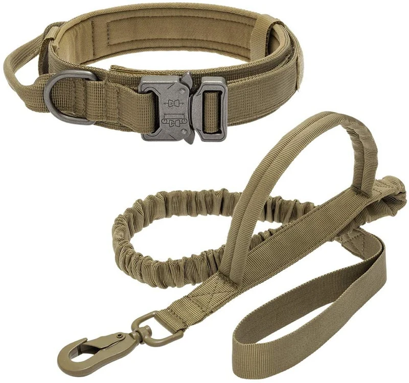 

Pet Dog Collar Tactical Dog Collar Metal Buckle Training Handle Nylon Tactical Dog Collar And Leash