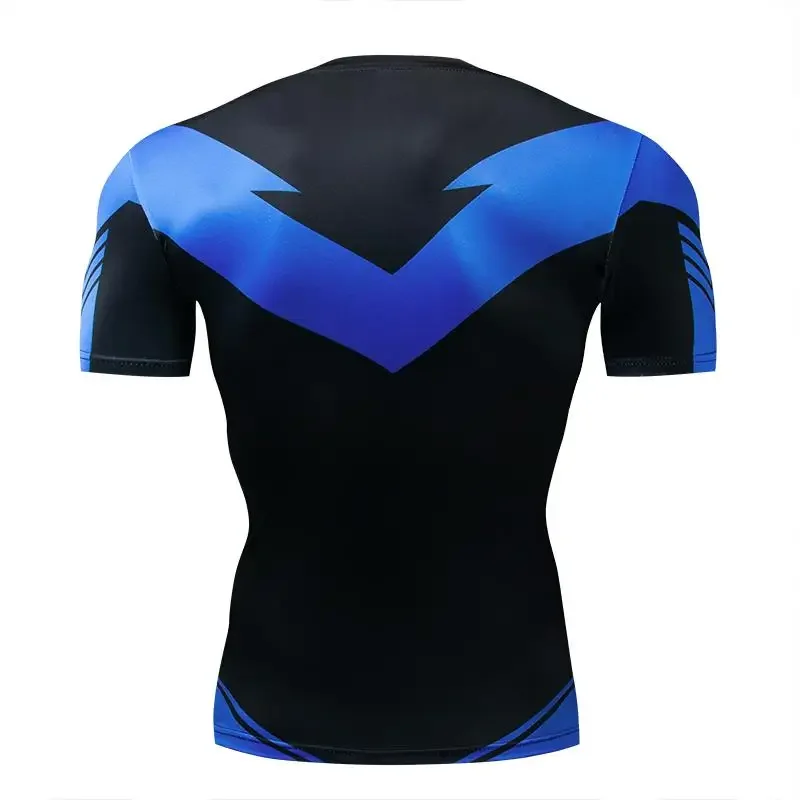 Kompressions-T-Shirts Sportbekleidung Gym Rash Guard Boxtraining Sport-Oberteile 3D Nightwing Herren T-Shirt Lauf-Schnelltrocknende Shirts für Männer – Detail 10
