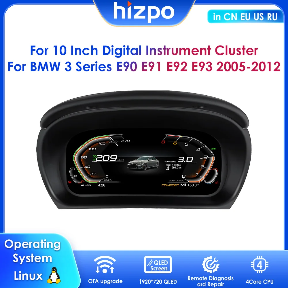

10 " Digital Car Dashboard For BMW 3 Series E90/E91/E92/E93 2005 2006 2007 - 2012 Instrument Cluster Virtual Cockpit Speed Meter