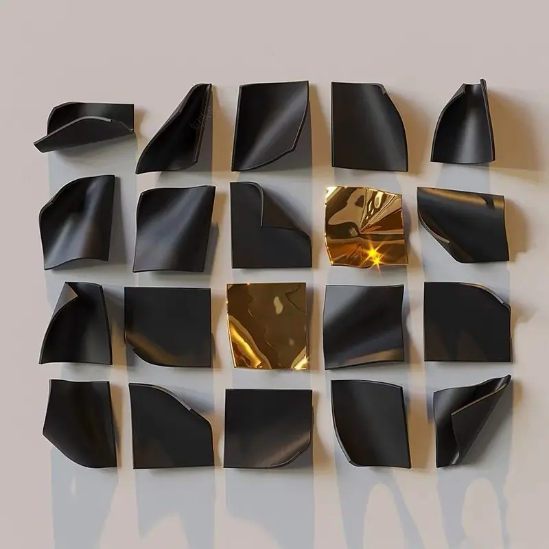 Wall decoration stainless steel irregular geometric shape art installation entrance decoration wall hanging mirror