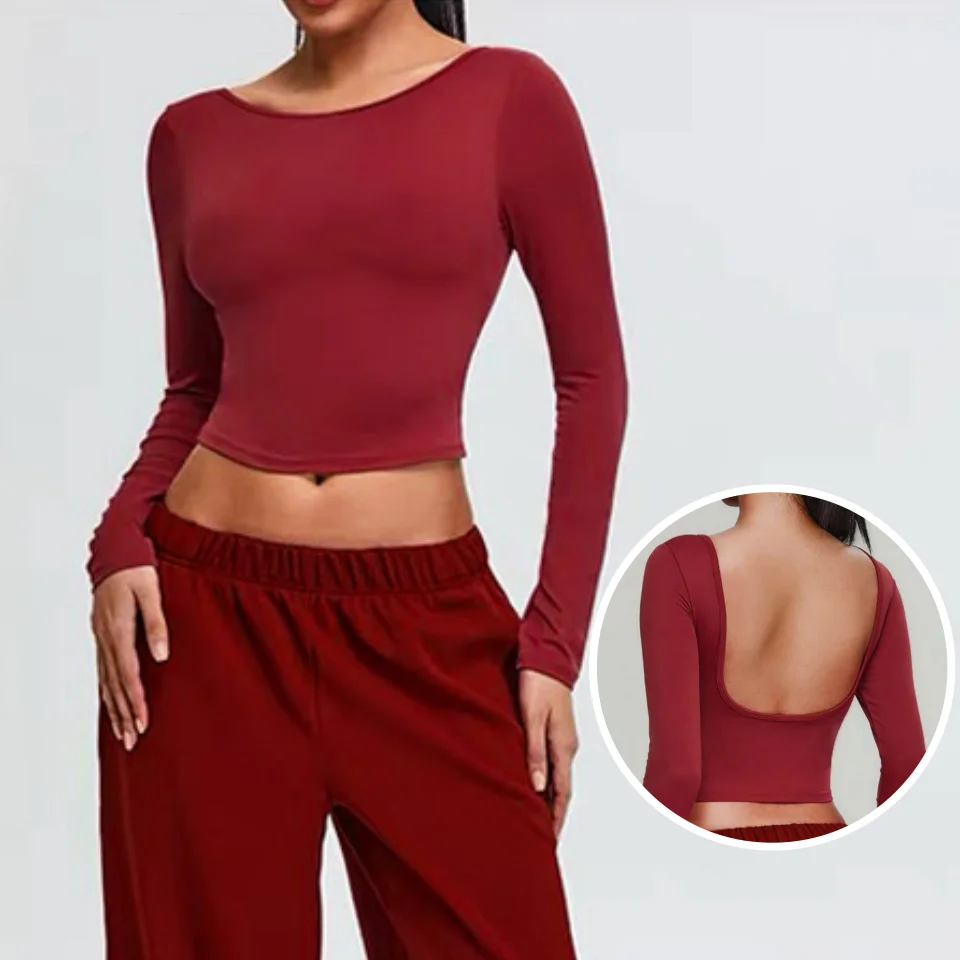 

Sexy Off Shoulder Long Sleeve Yoga Shirts Women Sports Top Gym Workout Running Quick Dry T-shirts Fitness Gym Pilates crop top
