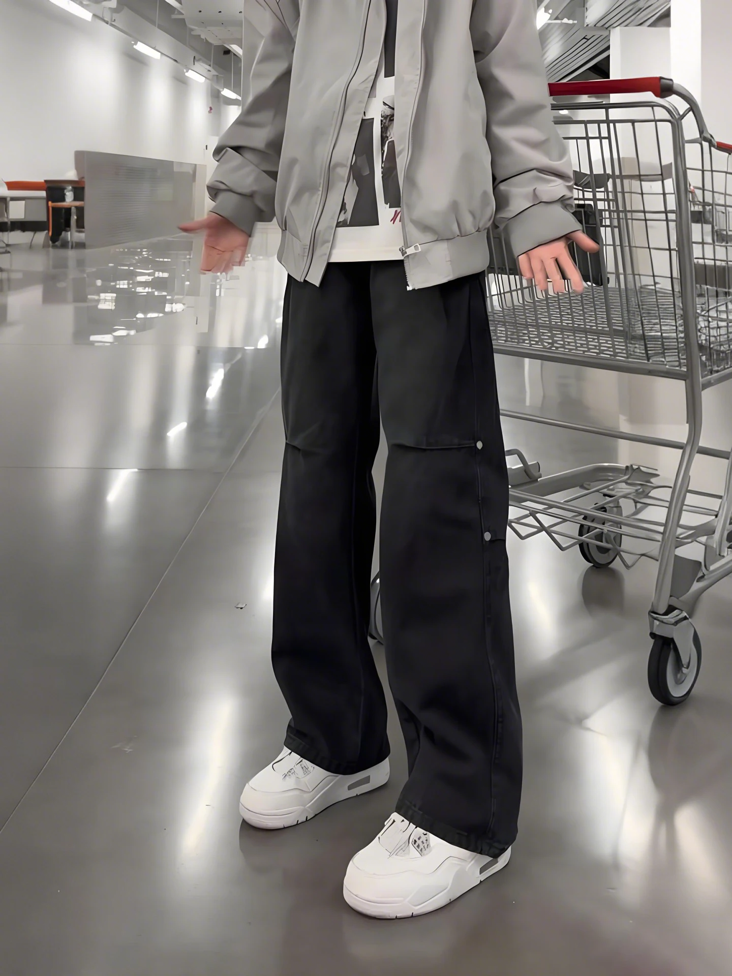 

Bla Rivet Folded Jeans Men's Spring Autumn American High Street Knife Workwear Pants Vibe Straight Leg Flared Trousers